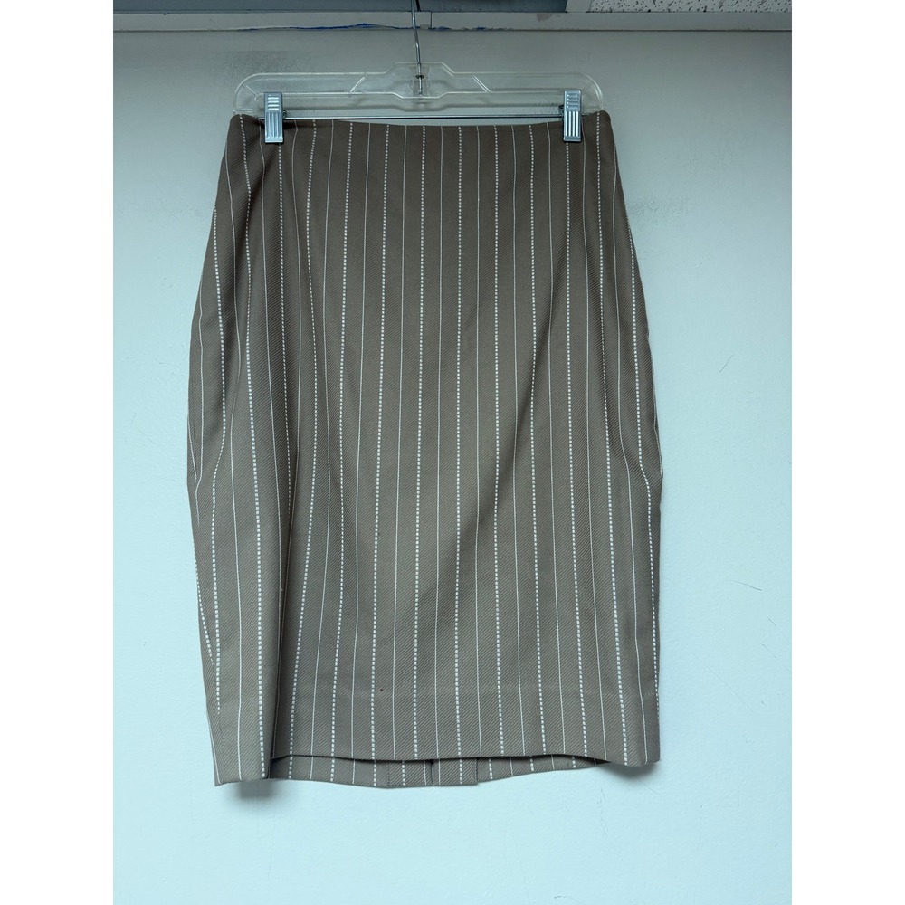 ETCETERA‎ Women's Pencil Skirt Taupe White Pinstripe Business Career Size 2